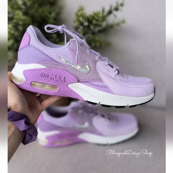 Nike Shoes - Nike Air Max Excee Womens Purple Sneakers Shoes Made with Swarovski Crystals